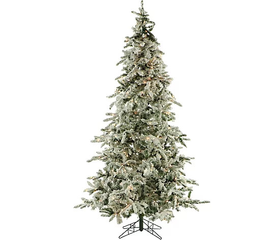Fraser Hill Farm 9' Flocked Mountain Pine SmartPrelit Tree - QVC.com | QVC