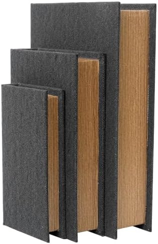 Decorative Book Boxes Set of 3 – Modern Faux Linen & Wood Hidden Storage for Coffee Table – S... | Amazon (US)