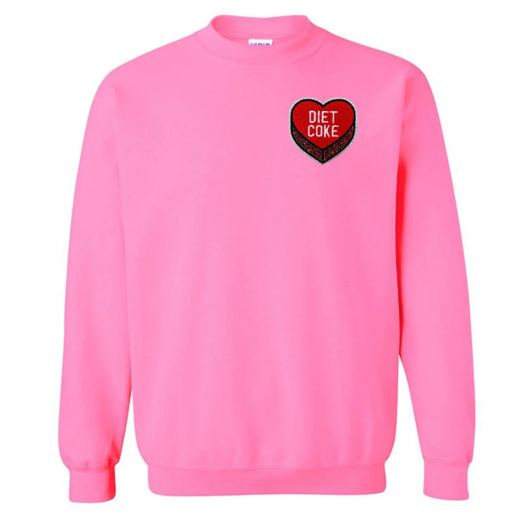 'Diet Coke Candy Heart' Letter Patch Crewneck Sweatshirt | United Monograms