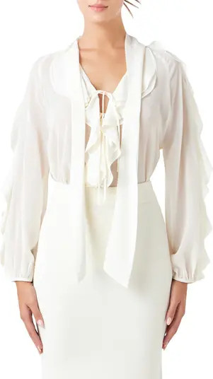 Sheer Chiffon Ruffle Shirt | Nordstrom