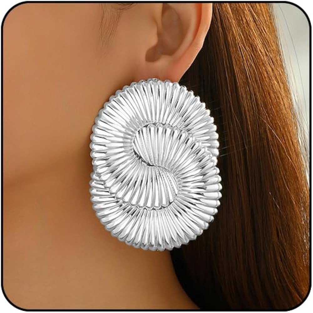 Gold Statement Earrings for Women Chunky Silver Earrings Large Blue Purple Pink Earrings Irregula... | Amazon (US)