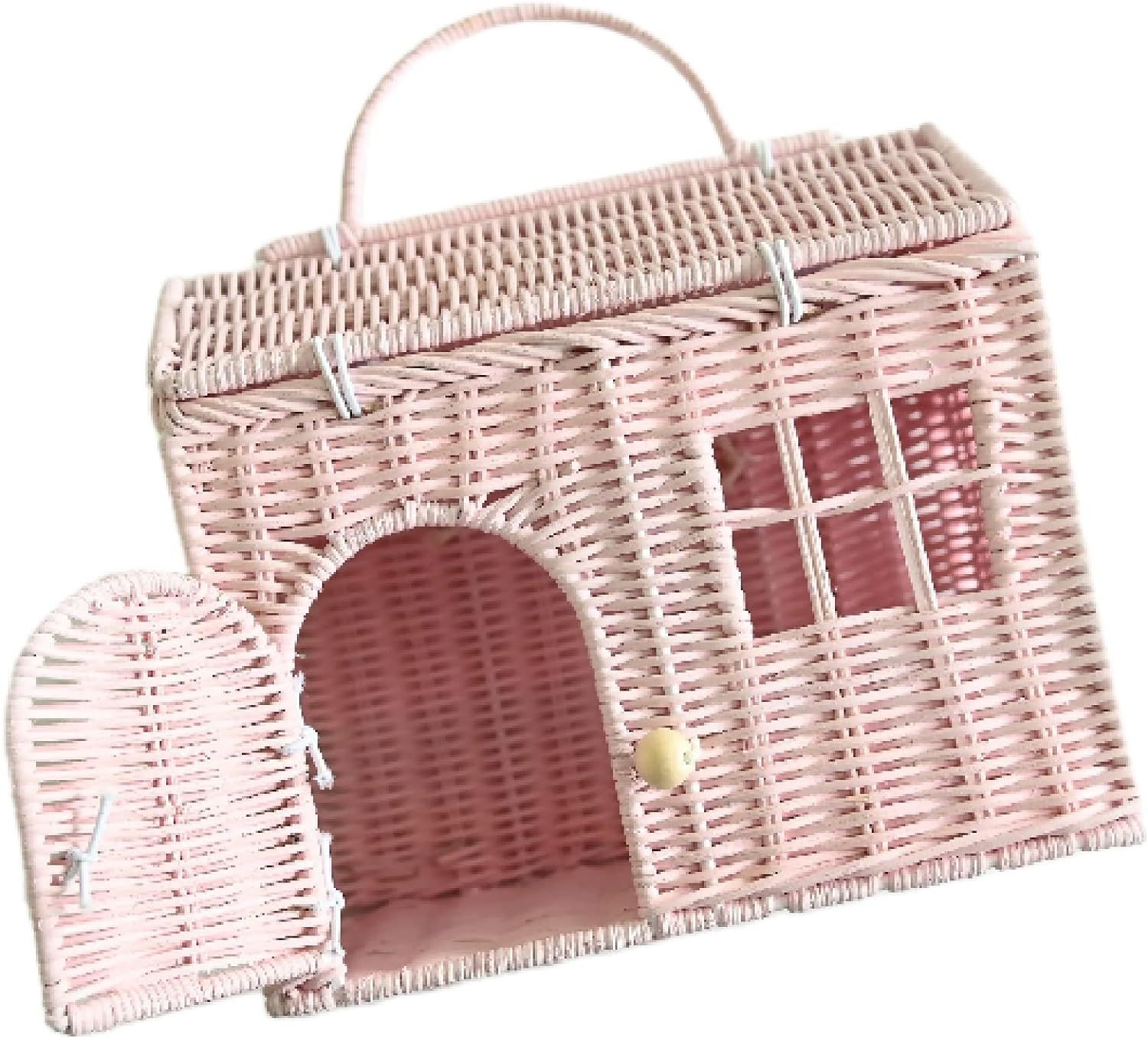 Rool Rattan House Shaped Basket Wicker Small Dollhouse Gift for Girls, Boho Toys, Mouse in a Box ... | Amazon (US)