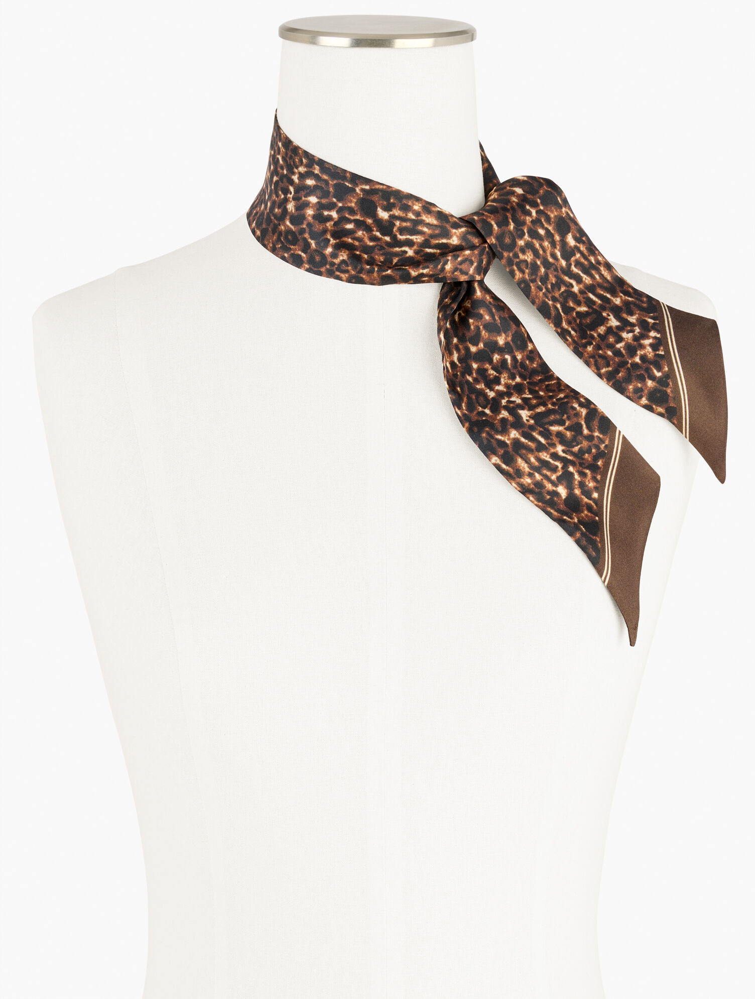 Delicate Leopard Skinny Silk Scarf | Talbots