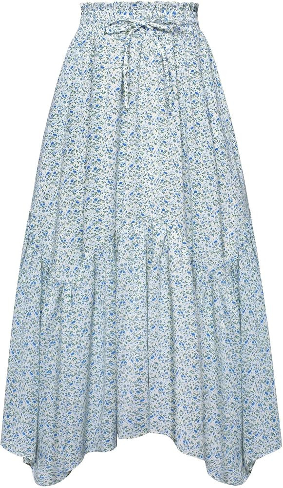 Scarlet Darkness Maxi Skirts for Women 2025 Summer Bohemian Floral Skirt Renaissance Skirt with P... | Amazon (US)