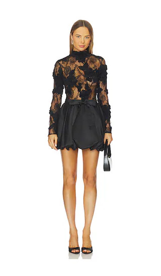 Jette Black Cocktail Dress Lace And Bubble Skirt in Black | Revolve Clothing (Global)