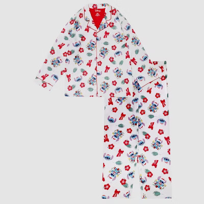 Adult 2pc Lilo & Stitch Christmas Pajama Set - White XS | Target