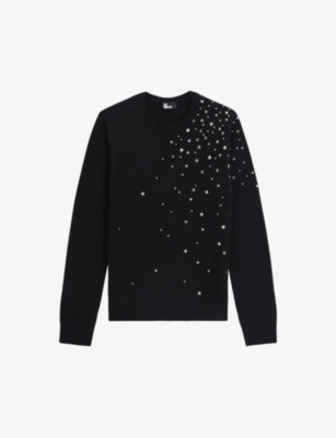 Stud and star-embellished stretch cashmere-blend jumper | Selfridges
