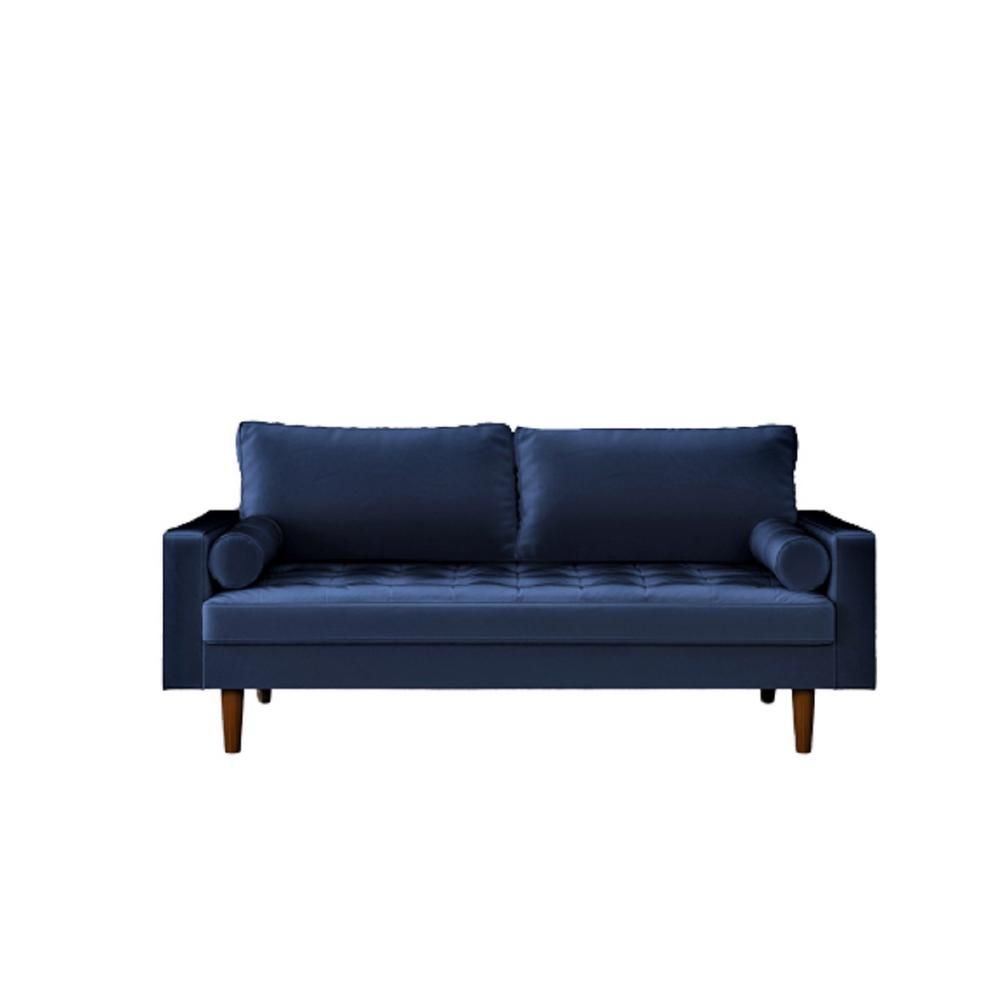 US Pride Furniture Womble 69.7 in. Space Blue Velvet 2-Seater Lawson Sofa with Square Arms-S5455-... | The Home Depot