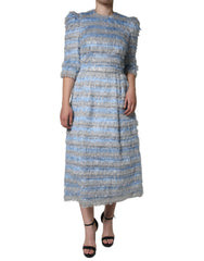 Dolce & Gabbana Jacquard Striped Dress — Blue | Italist Inc.