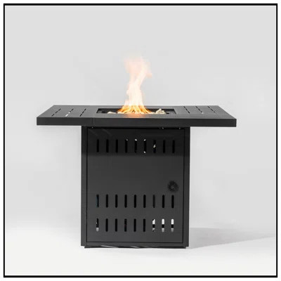 34" Propane Gas Fire Pit Table, 50000 BTU Rectangular Steel Fire Pit For Outside Patio Deck Garden Courtyard- Black | Wayfair North America