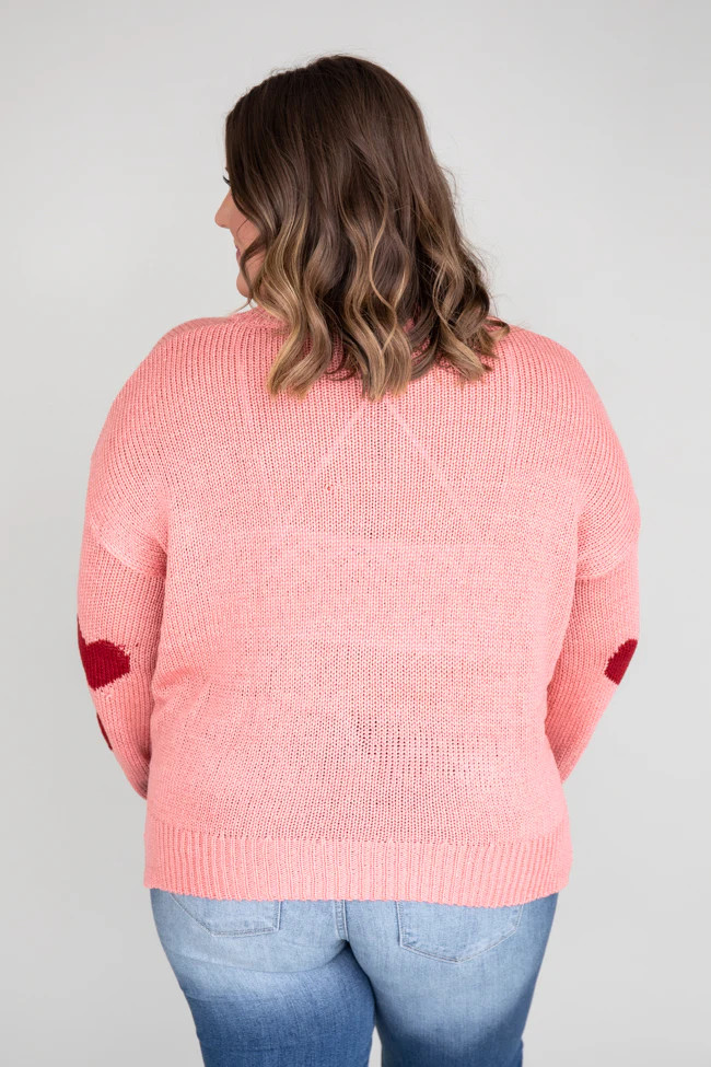 Simply Sweet Distressed Heart Pink Sweater | The Pink Lily Boutique