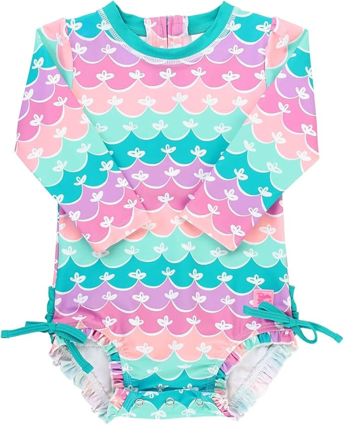 RuffleButts® Baby/Toddler Girls Long Sleeve One Piece Swimsuit with UPF 50+ Sun Protection | Amazon (US)