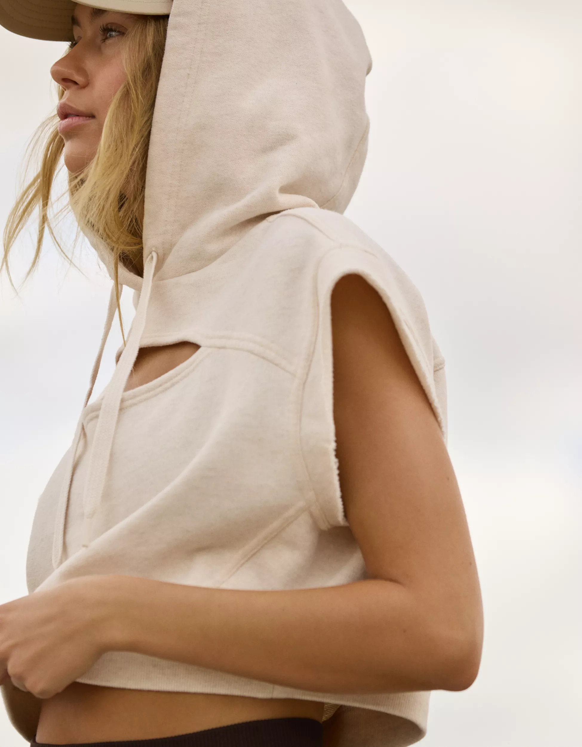 OFFLINE By Aerie Throw-Back Cut Off Hoodie | Aerie