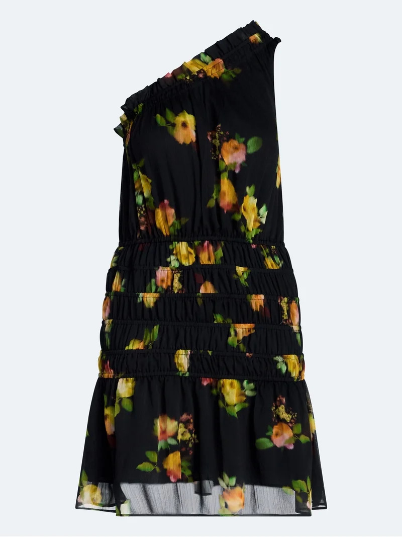 Scoop Women's and Women's Plus Smocked Ruffle Mini Dress, Sizes XS-4X | Walmart (US)