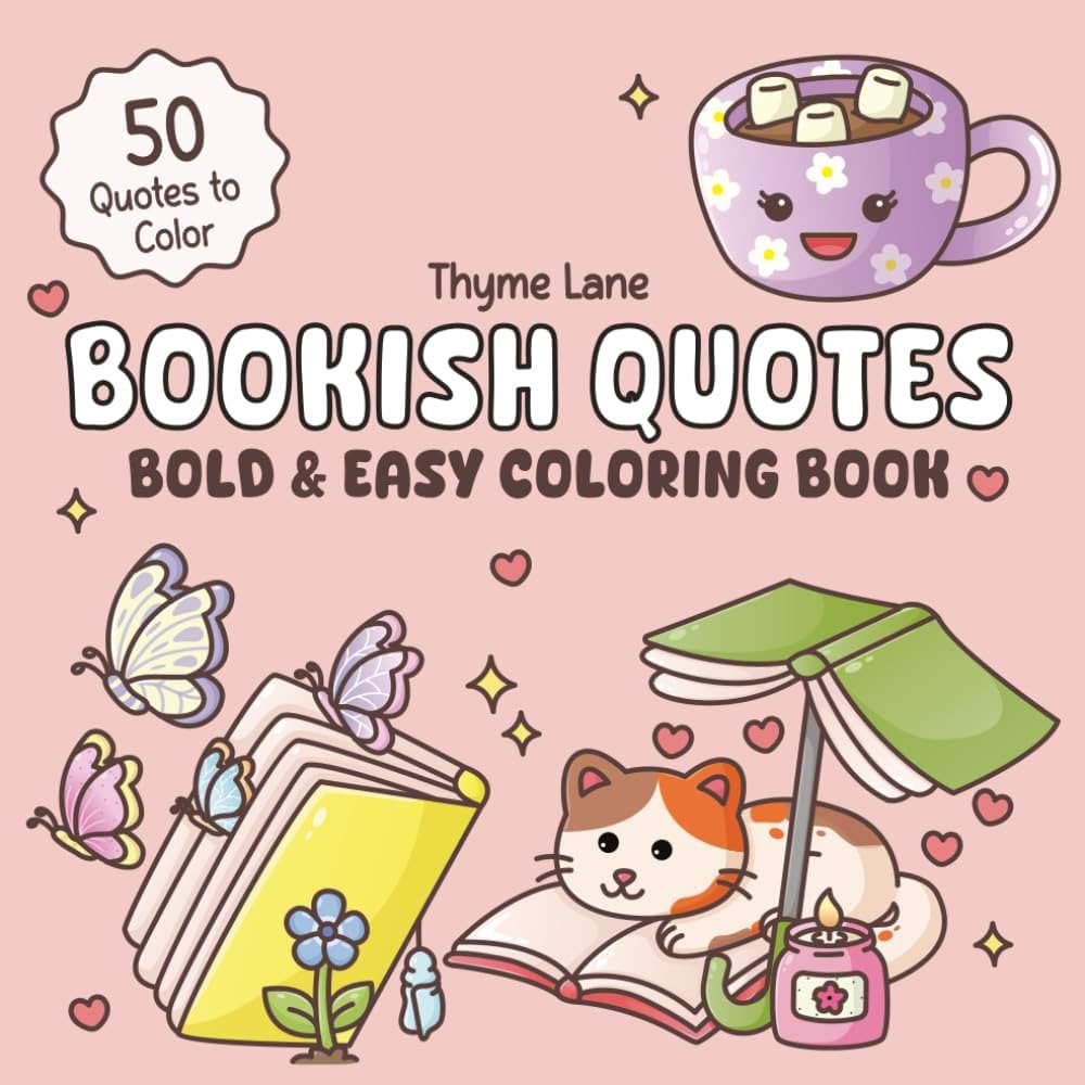 Bookish Quotes: Bold and Easy Coloring Book with Cozy Quotes and Sayings for Book Lovers and Bibl... | Amazon (US)