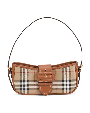 Made In Italy Sling Vintage Check And Leather Shoulder Bag | TJ Maxx