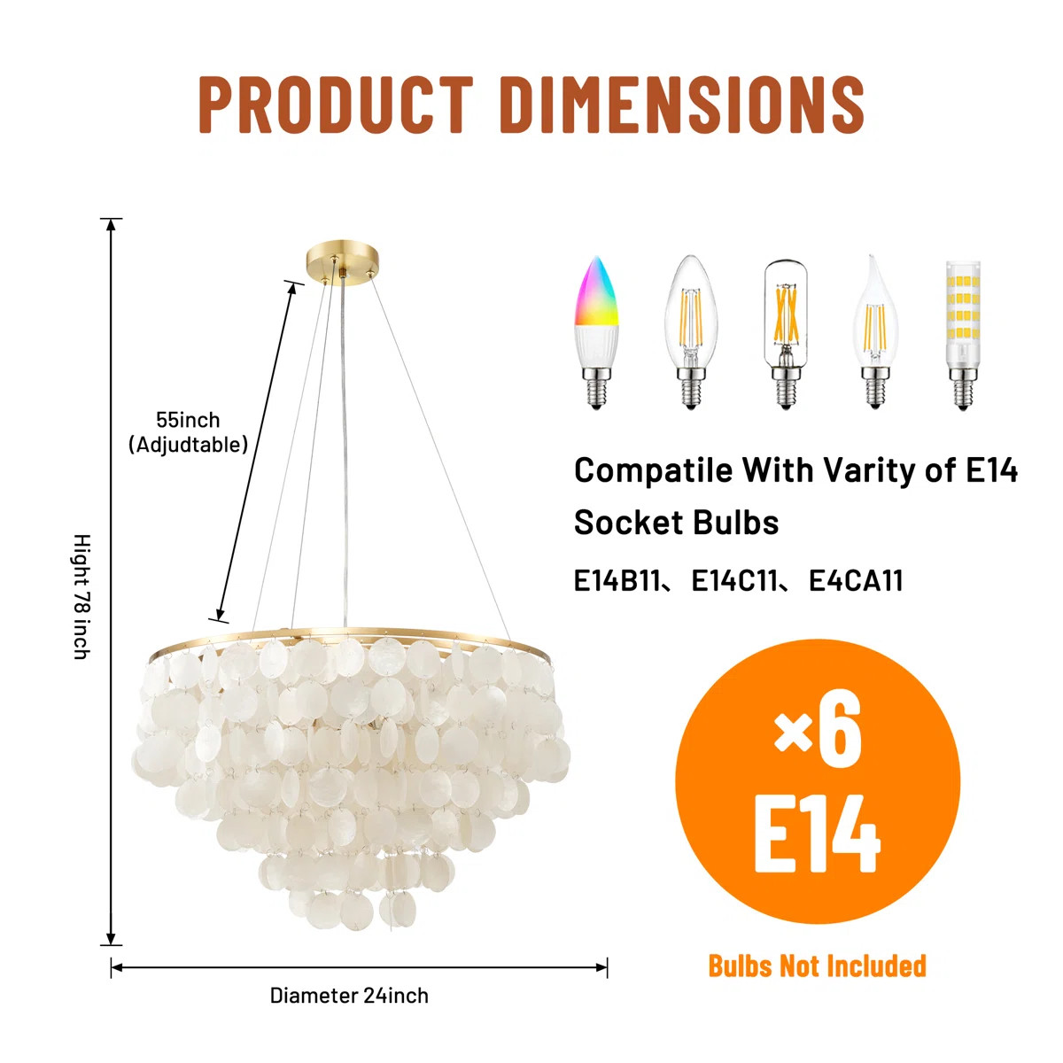 6-Light Dimmable Capiz Shell Chandelier | Wayfair North America