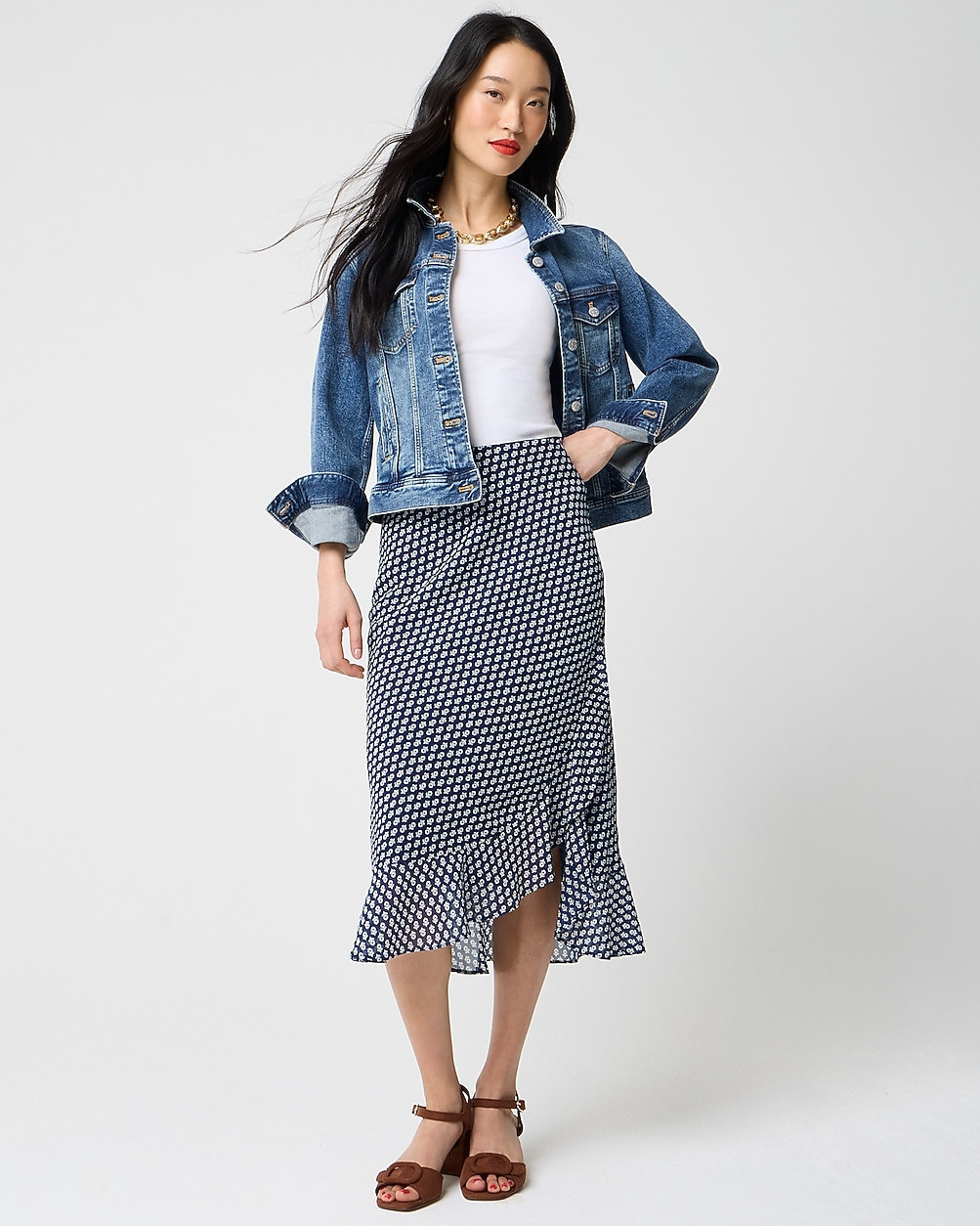 Petite ruffle-hem slip skirt | J.Crew Factory