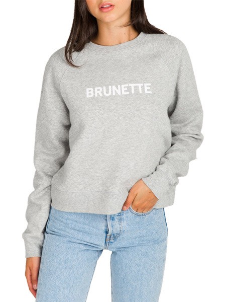 Brunette Cropped Little Sister Crew Neck Sweater in Pebble Grey | PRIVILEGE CLOTHING