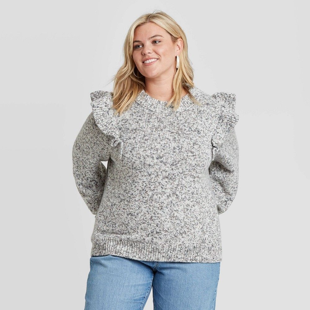 Women's Plus Size Crewneck Pullover Sweater - Universal Thread Gray 4X | Target