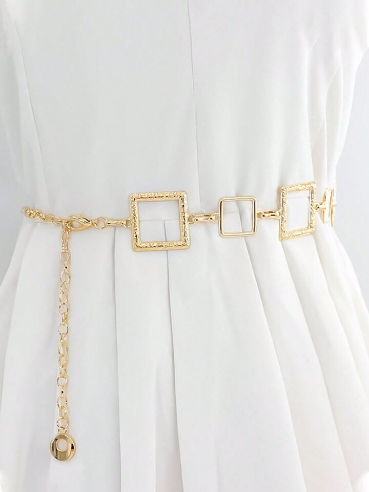 1pcAdjustable metal square waist chain belt body chain suitable for ladies and girls dress dress ... | SHEIN