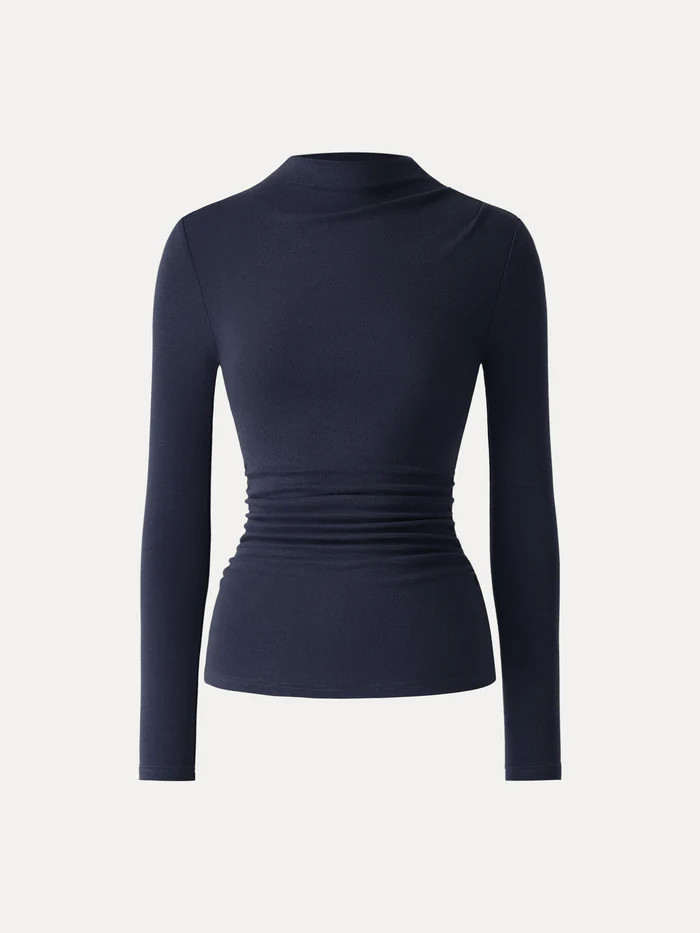 Mockeneck Ruched Long Sleeve Top | OGLmove