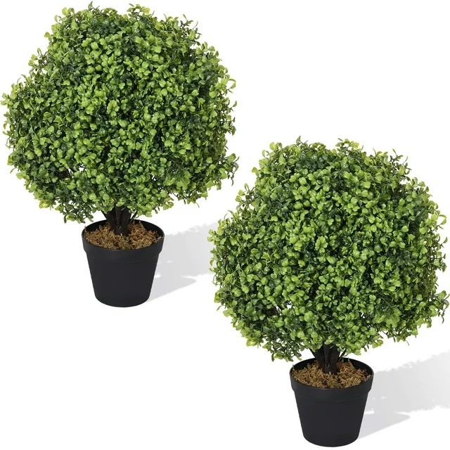 Poetree 24'' Artificial Boxwood Topiary Ball Tree 2-Pack Faux Shrub Bush Trees for Decor | Walmart (US)