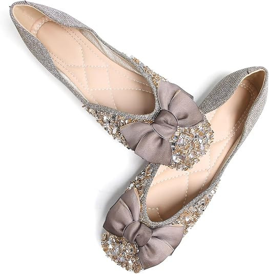 SAILING LU Womens Square Toe Shoes Bowknots Ballet Flats | Amazon (US)