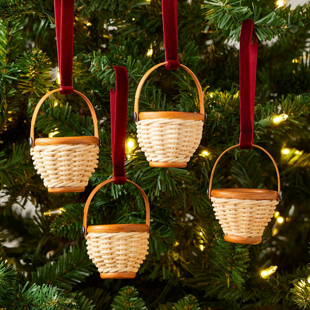 Hill House x Williams Sonoma Home Rattan Ornaments, Set of 4 | Williams-Sonoma
