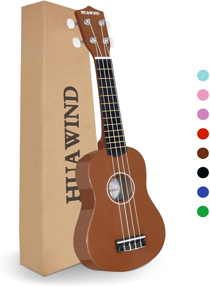 HUAWIND 21 Inch Soprano Ukulele for Beginners, Four String Wood Hawaiian toddler Ukulele with Gig... | Amazon (US)