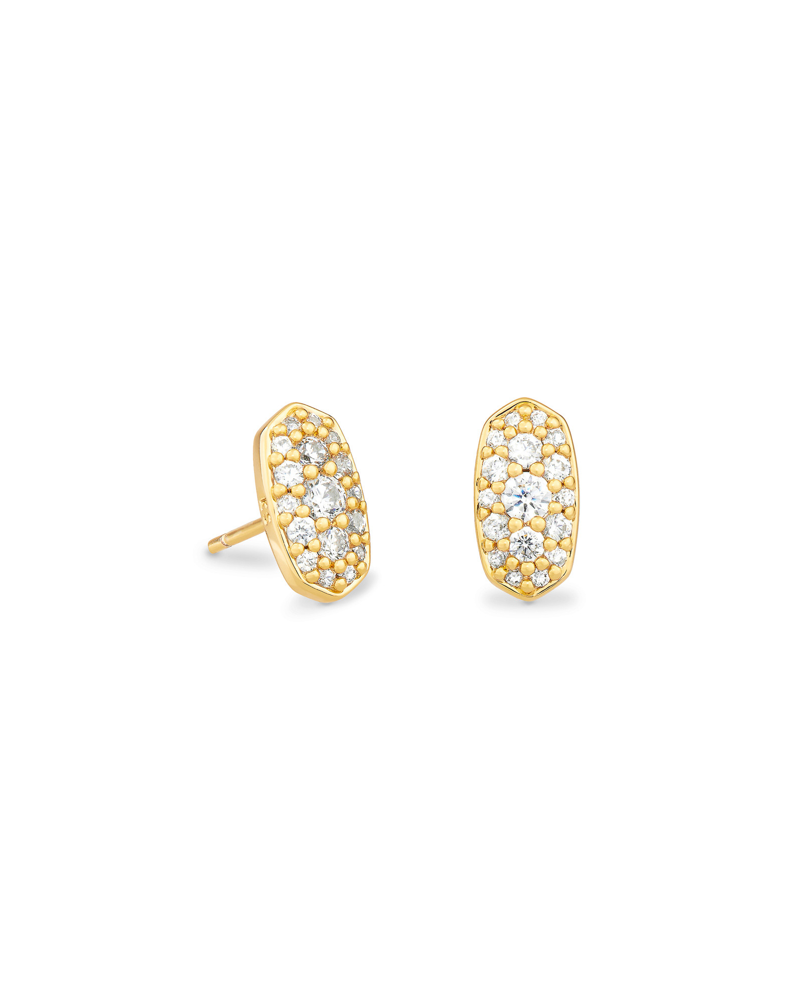 Grayson Gold Stud Earrings in White Crystal | Kendra Scott | Kendra Scott