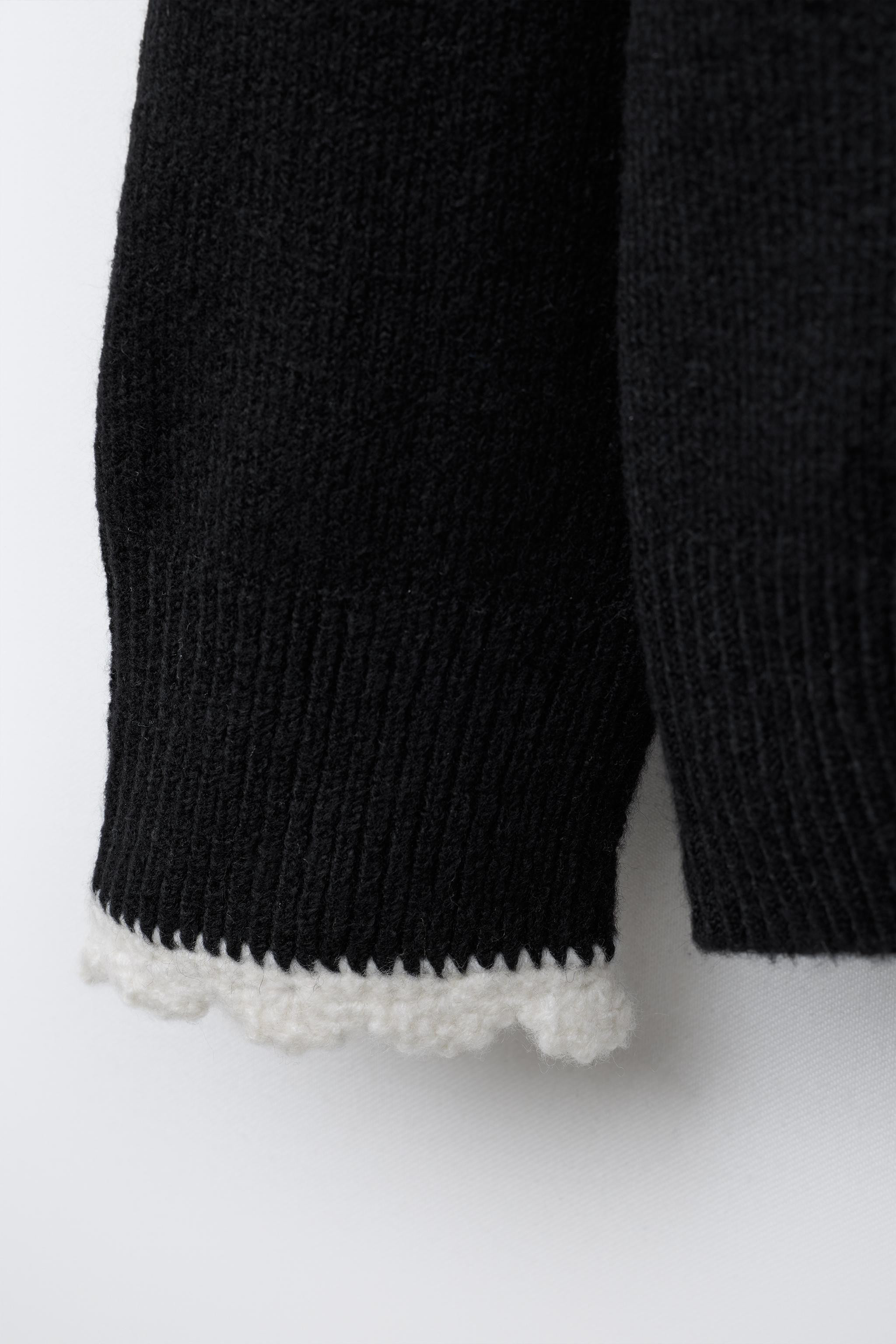 CROCHET TRIM KNIT SWEATER | Zara UK