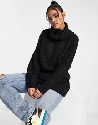 ASYOU open back knitted roll neck sweater in black | ASOS (Global)