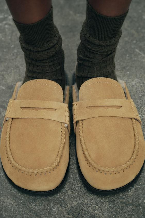 SUEDE CLOGS WITH FLEECE | Zara US