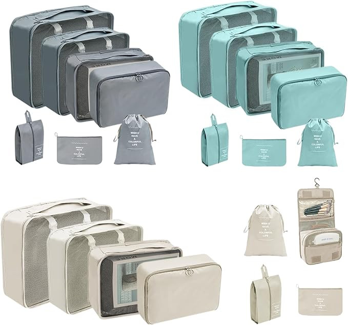 BRAQ 9 Pcs Travel Packing Organizers, Luggage Organizers for Suitcase Set, Travel Cubes for Suitc... | Amazon (US)
