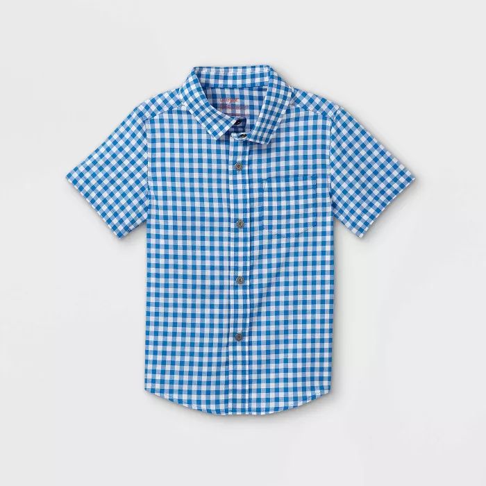 Toddler Boys' Adaptive Gingham Woven Button-Down Shirt - Cat & Jack™ Blue/White | Target