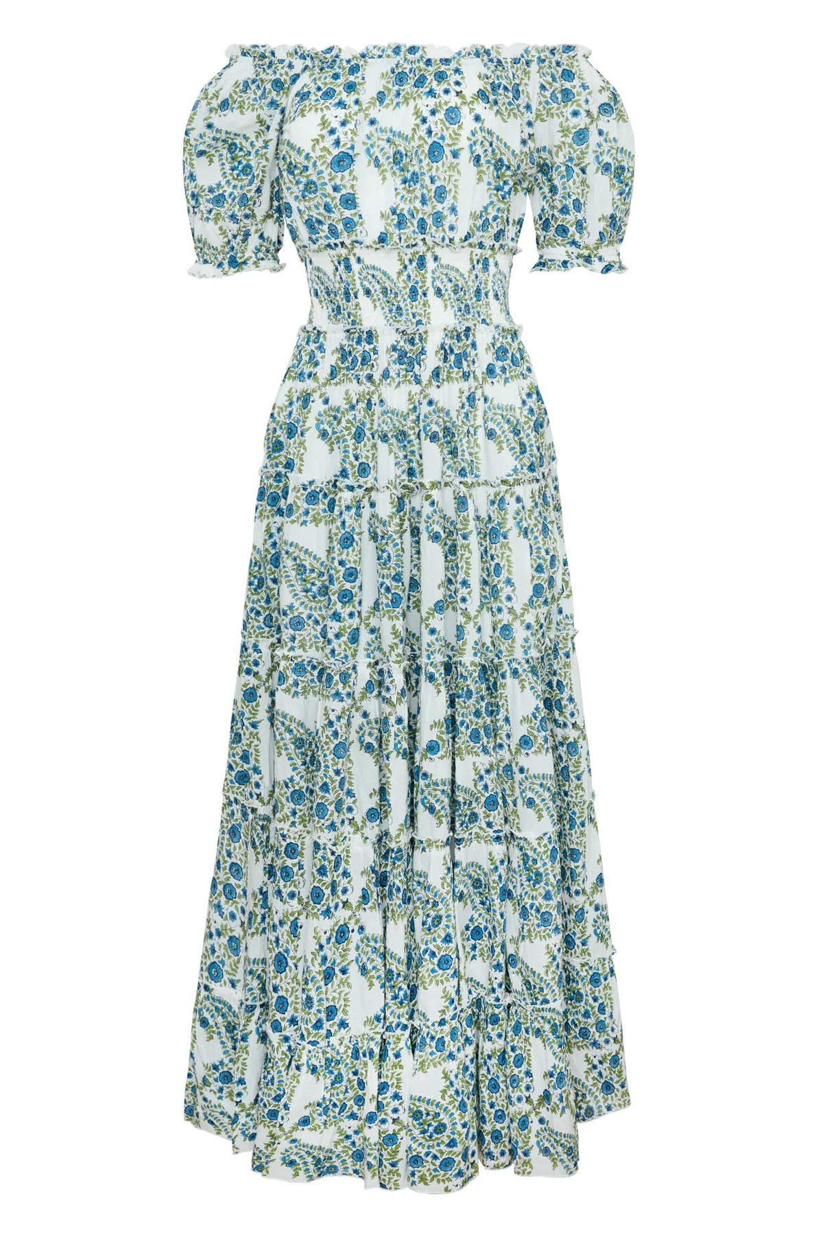 Santorini Maxi Dress in Blue Green Paisley | Over The Moon