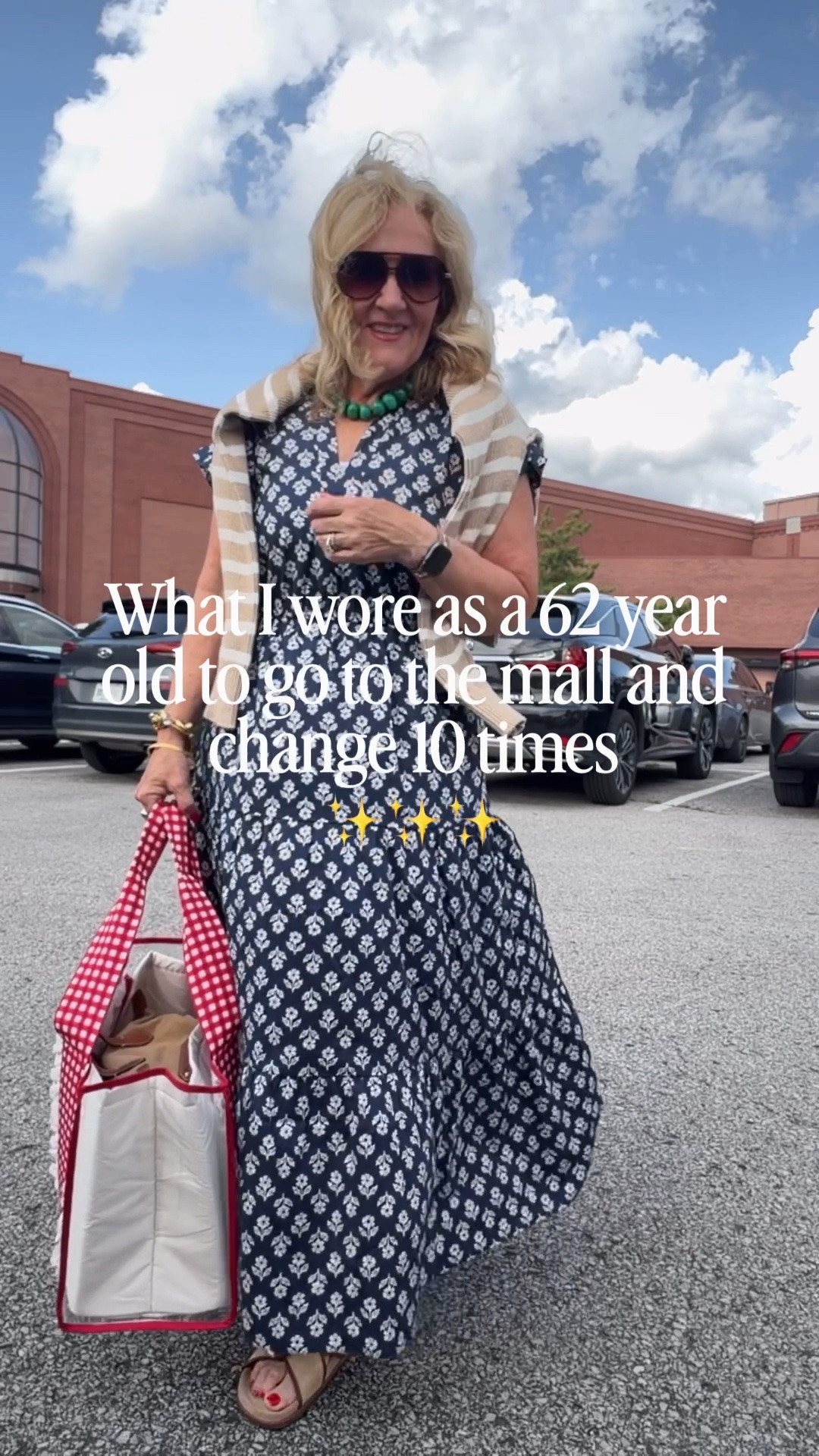 This dress arrived while I was gone. The perfect 1 min to get dressed outfit. I did size up to a 10. 

20% off code NANETTE20 on the tote

#LTKSaleAlert #LTKOver40 #LTKootd