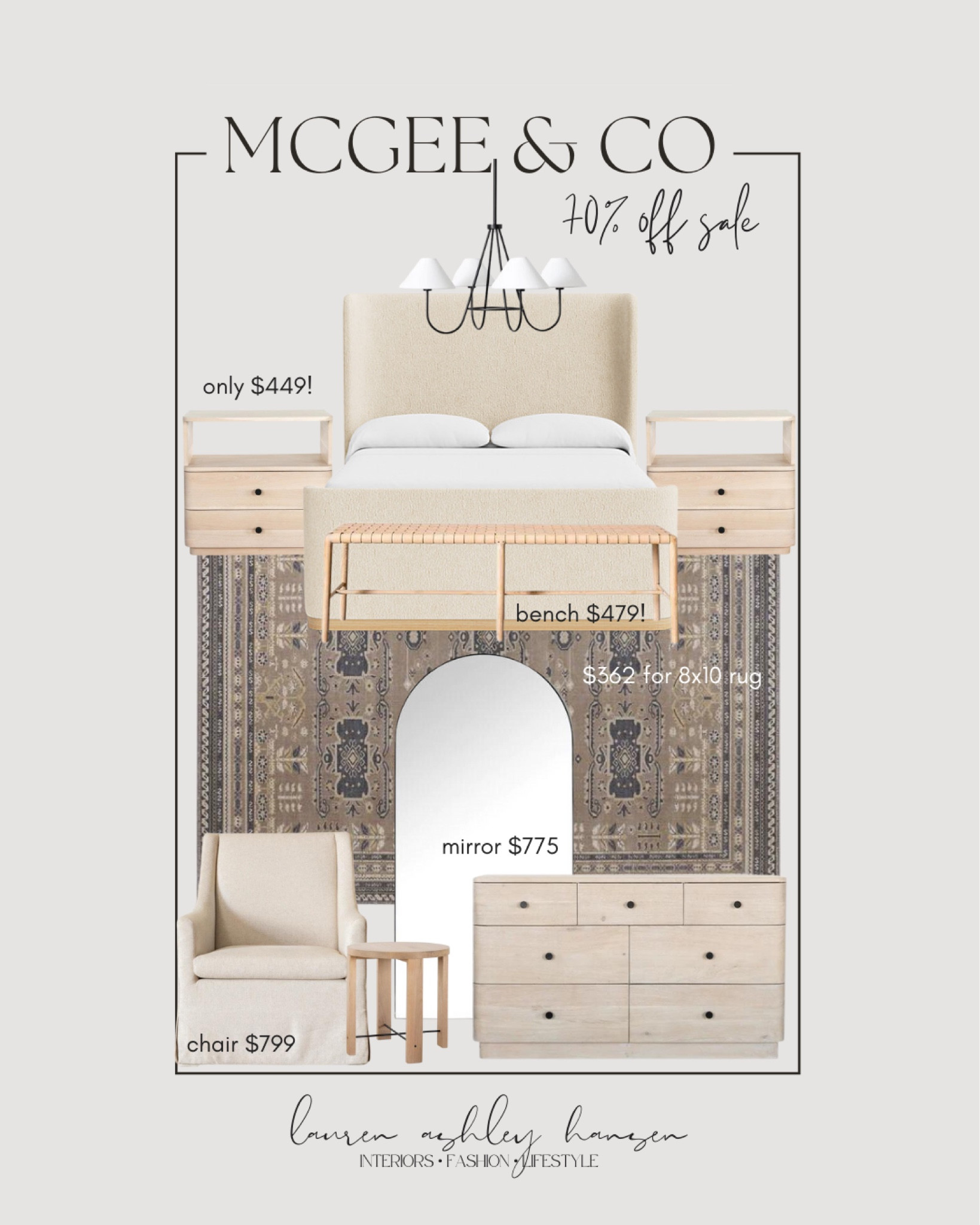 McGee & Co is having a huge summer warehouse sale with home furniture and decor pieces up to 70% off! I’ve never seen prices THIS low. These nightstands are only $449 and so similar to ours! I love this whole bedroom setup at this great price  

#LTKhome #LTKsalealert #LTKFind