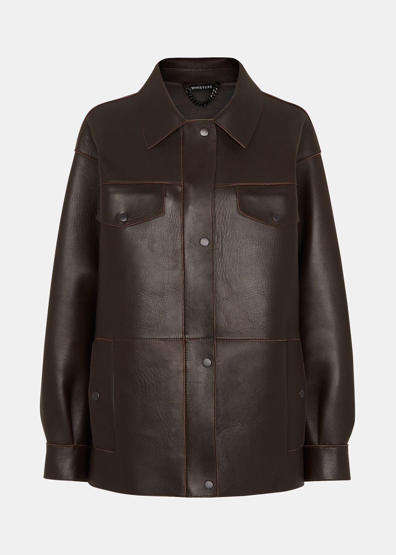 Brown Clean Bonded Leather Jacket | WHISTLES | | Whistles