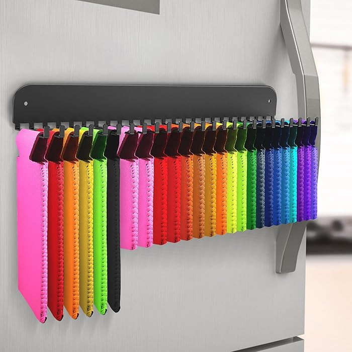 Can Cooler Sleeves Holder Magnetic for Fridge, Beer Sleeves Dispenser Organizer for Storage w/ 25... | Amazon (US)