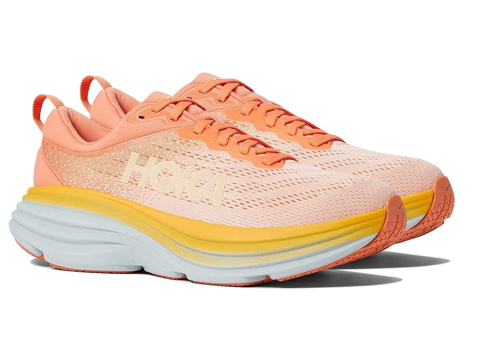 Hoka Bondi 8 (Shell Coral/Peach Parfait) Women's Shoes | Zappos