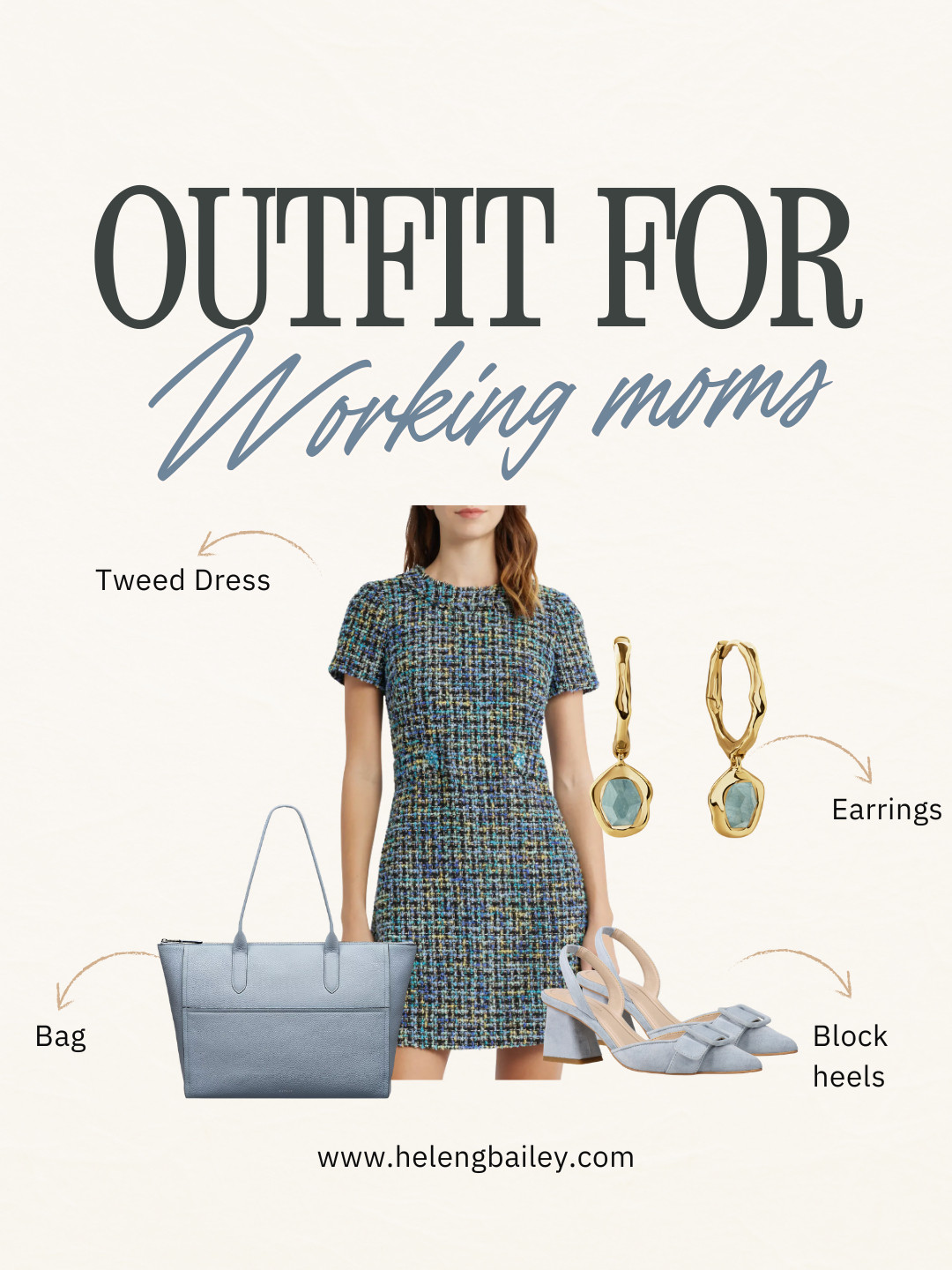 Working mom outfit ideas tweed dress with blue accessories 

 #LTKootd #LTKmomlife #LTKWorkwear