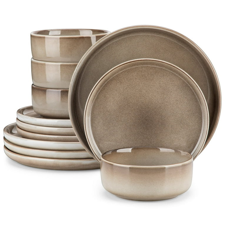 vancasso, 12 Piece Dinnerware Set, Stoneware Tableware Set For 4, Brown Dishes Plate | Walmart (US)