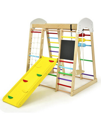 Indoor Playground Climbing Gym Wooden 8-in-1 Climber Playset for Children-Multicolor | Macy's