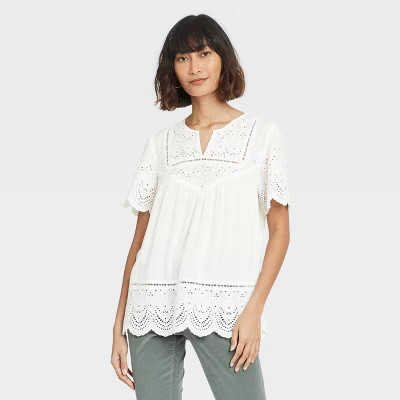 Women's Short Sleeve Eyelet Top - Knox Rose™ | Target