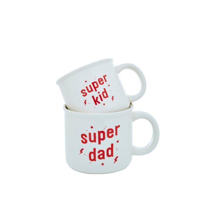 2pc Stoneware Super Dad and Super Kid Mug Set - Parker Lane | Target