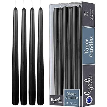 12 Pack Tall Taper Candles - 10 Inch Black Dripless, Unscented Dinner Candle - Paraffin Wax with ... | Amazon (US)