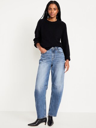 High-Waisted Barrel Full Length Jeans | Old Navy (US)
