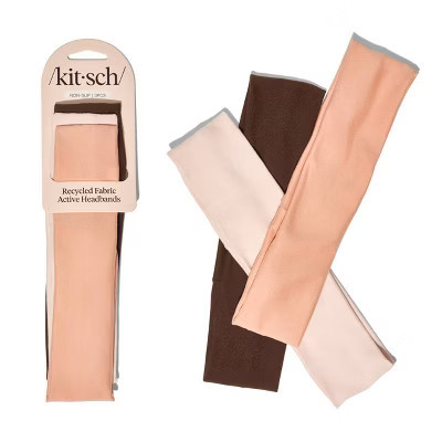 Kitsch Recycled Fabric Narrow Active Headbands Set- Rosewood - 3ct: Hair Styling, Fashion, Securing Hair | Target